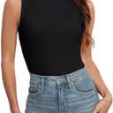 AUHEGN Tank Tops for Women Summer Sleeveless Racerback Casual Basic Ribbed Slim Fitted Shirts, XS