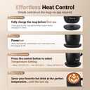 Tronco Temperature Control Heated Coffee Mug 14 oz Rechargeable Self-Heating Coffee Cup with Lid Manual Control, 3 Modes, 130 Min Battery Life, Auto Shut-Off, Black