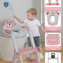 Potty Training Seat with Step Stool Ladder, Potty Training Toilet Seat with Soft Seat Splash Guard, Adjustable Height, 2 in 1 Potty Seats for Toddlers Kids Boys Girls (Pink)