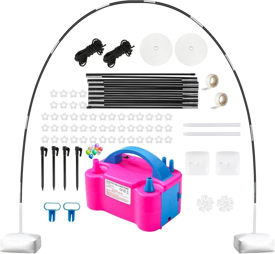 Balloon Arch Kit with Balloon Pump Electric, Improved Balloon Arch Stand with Base for Birthday Gender Reveal Baby Shower Balloons Party Decorations
