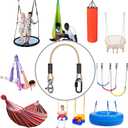 BeneLabel Tree Swing Ropes, Hammock Tree Swings Hanging Straps, Adjustable Extendable, for Outdoor Swings Hammock Playground Set Accessories, 5ft(60"), 2 Pack, Raw White (1.5m)