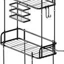 Bathroom Organizers, Upgrade Punch-Free Toliet Storage Shelf, Multifunctional Bathroom Storage Rack with 2 Removable Hooks & Paper Holder, Wall Mounted Shelf