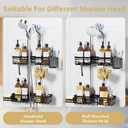KEGII Shower Caddy Hanging for Handheld Showerheads, Rustproof Hanging Shower Organizer with Soap Dish, Toothbrush Holder and Hooks, Over Showerhead Caddy for Bathroom