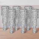 6 Pcs 3 Tier Metallic Tinsel Chandelier Shimmering Fringe Chandelier Decor Hanging Decoration Photo Booth Backdrop for Birthday Anniversary Wedding Party Supplies, 4 Ft(Silver)