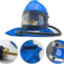 Sandblaster Helmet Safe Air Feed Sandblast Helmet with Shoulder Protective Sand Blast Hood Protector for Sandblasting Equipped with A Sandblaster Thermostat, One Size