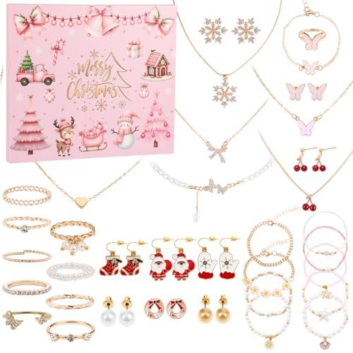 Jewelry Advent Calendar 2025 for Women, 24 Day Advent Calendars with 35 Pcs Christmas Surprise Gifts for Teen Girls, Her, Wife, Girlfriend, Sister