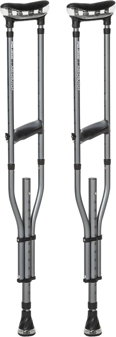 Air-Crutch Lightweight Walking Crutch, Adult Crutches for Walking with Comfortable Underarm Pads and Ergonomic Grips, Adjustable Height 4'7"-6'7", 300 lb Capacity, Gray