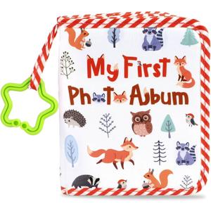 Baby's My First Family Album Soft Photo Cloth Book Animal My First Book of Photos Baby Memory Album Gift Holds 4x6 Pictures for Babies Newborn Toddler & Kids Baby Shower