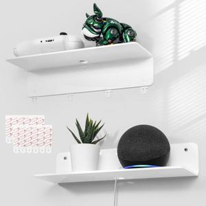 OAPRIRE White Acrylic Floating Shelves Set of 2 - Damage Free Expand Wall Space - 12 Inch Wall Shelves with Strong Adhesive for Bathroom, Bedroom, etc OAPRIRE White Acrylic Floating Shelves Set of 2 - Damage Free Expand Wall Space - 12 Inch Wall Shelves with Strong Adhesive for Bathroom, Bedroom, etc