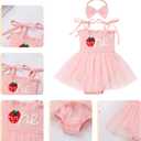 ODASDO Baby Girls First Birthday Outfit Photo Shooting Props Sleeveless Strap Tutu Princess Romper Dress Headband Set (Pink)