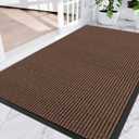 Amyracel Front Door Mat 3x10, Heavy Duty Waterproof Indoor Outdoor Doormat, Brown