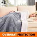 Heated Blanket Electric Throw 50"X60", Heating Blanket with 10 Heat Levels 1/2/4/6/8 Hours Auto-Off,Fleece Soft Sherpa Blanket,Gifts for Grandma Mom Seniors, Misty Grey