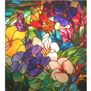 Dishwasher Cover Magnet Stained Glass Floral Print, Dish Washer Cover for Kitchen Decor, Easily Trimmable Dishwasher Sticker Refrigerator Magnetic Cover 23×26 in