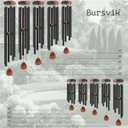 Bursvik Large Aluminium Wind Chimes 37" to Create a Zen Atmosphere Suitable for Outdoor, Garden, Patio Decoration. Classic Black Wind Chime with Wind Catcher Suitable as A Gift for Mom Neighbor Unisex