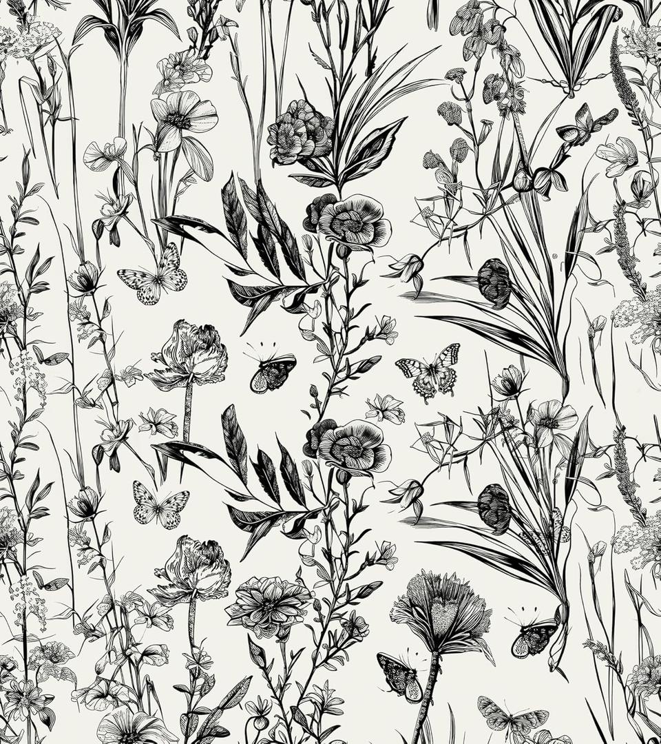 Naphite Floral Vintage Peel and Stick Wallpaper Boho Contact Paper for Cabinets and Drawers Farmhouse Wildwood Leaf Self Adhesive Removable Wallpaper for Bathroom Dark Botanical 17.3inW 197inL