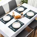 MOSAYT Vinyl Placemats Set of 6-12 X 17 Inch - Faux Leather 100% Waterproof Oil-Proof Wipeable PU Place Mats, Heat Resistant Reversible Table Mats for Kitchen, Dining, Outdoor (Navy Blue)