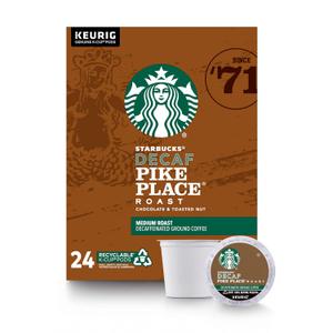 Starbucks Decaf K-Cup Coffee Pods — Pike Place Roast for Keurig Brewers — 1 box (24 pods) (BBD 12DEC26)