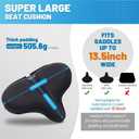 Wide Bike Seat Cover 13.5 x 10.5 Gel Padded Bicycle Cushion for YLG Saddle Anti-Slip, Medium Firm Support for Indoor & Outdoor Riding