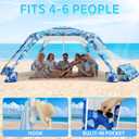 Beach Cabana with 6-Corner, 8'8' UPF50+ Beach Canopy, Adjustable Height Beach Tent Sun Shelter, Cool Cabana Beach Tent with Removable Side Wall, Beach Shade for Beach, Garden, Camping (Leaf Print)