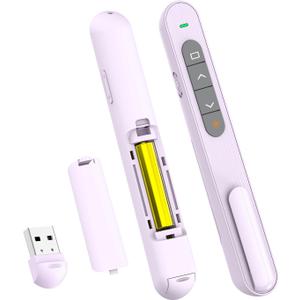 QUI Presentation Clicker for PowerPoint, RF 2.4GHz USB Wireless Presenter Remote with Volume Control, PowerPoint Clicker Slide Advancer for Mac, Windows, Laptop, Keynote (Purple)