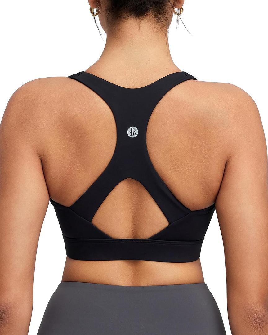 RUNNING GIRL Sports Bras for Women High Support,Molded Cup Racerback Sports Bra with Sewn in Pads Workout Running Bra(WX3176Black,S) (Black, S)