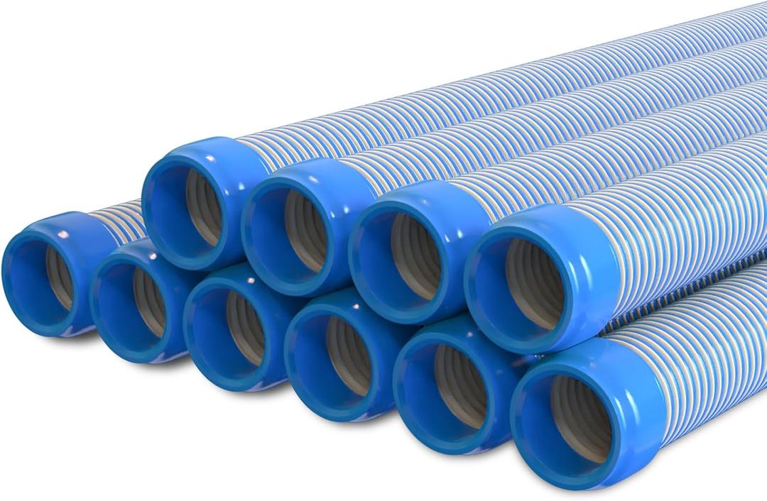 Poolvio Pool Vacuum Hose 33 Feet (10 x 40 Inch), 1.5 Inch Cuffs, Compatible with Most Inground Pool Automatic Cleaners, Blue