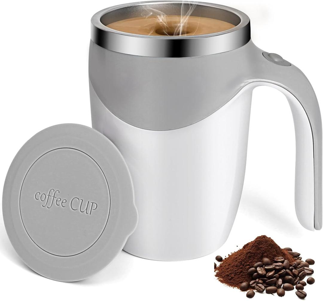 Self Stirring Coffee Mug, 13 oz Self Stirring Mug, Automatic Self Stirring Cup with Lid, Stainless Steel Coffee Mug for Coffee, Milk, Cocoa and Other Beverages at Office, Kitchen, Travel, 1Pcs