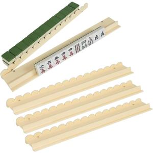 Golden Acrylic Mahjong Racks with Magnetic Pushers, Set of 4 All-in-One Tile Holders, 20 Inch American Mahjong Accessories for Competitive Games, 20 x 2.4 x 1.2 inches