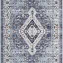 Area Rug Washable Vintage Rug Indoor Floor Cover Print Distressed Carpet Foldable Accent Rug Living Room Bedroom Dining Room, Blue, 2'x6' (Gray Blue Tone)