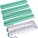 LUMIVIA Mahjong Racks with Pushers, Green Wooden American Mahjong Tile Pushers and Racks Set of 4, with White Printed Mahjong Racks Drawstring Bag, Mahjong Accessories (19.68 Inches)