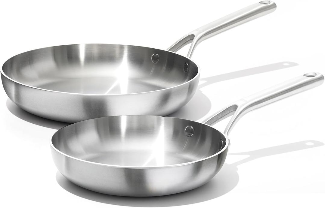 OXO Mira Tri-Ply Stainless Steel, 8" and 10" Frying Pan Skillet Set, Induction, Multi Clad, Dishwasher and Metal Utensil Safe