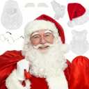 Christmas Santa Costume Set Includes Christmas Santa Hat Beard Wig White Gloves Glasses Present Bag for Xmas Costume