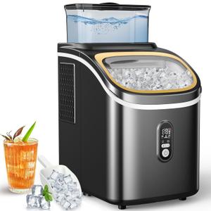 COWSAR Countertop Ice Cube Maker, 30LBS/24H Portable Ice Machine with Top External Water Tank, Self-Cleaning Function, 16 Pcs Ice Cube/13 Mins, Ice Scoop and Basket Perfect for Home, Office, Black