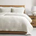 WDCOZY Ivory California Oversized Cal King Size Quilt Bedding Sets with 2 Pillow Shams, Lightweight Soft Bedspread Coverlet Bed Cover for All Season, 3 Pieces, 118x106 inches (Ivory (Warm Yellow Tint))