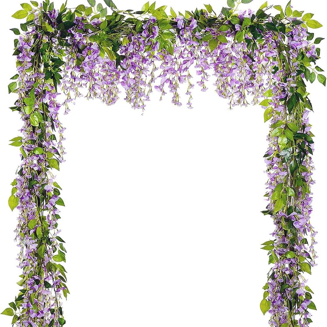 5 Pcs Purple Wisteria Garland Artificial Flower Arch Floral Garland Decor Fake Hanging Flowers for Wedding Arch