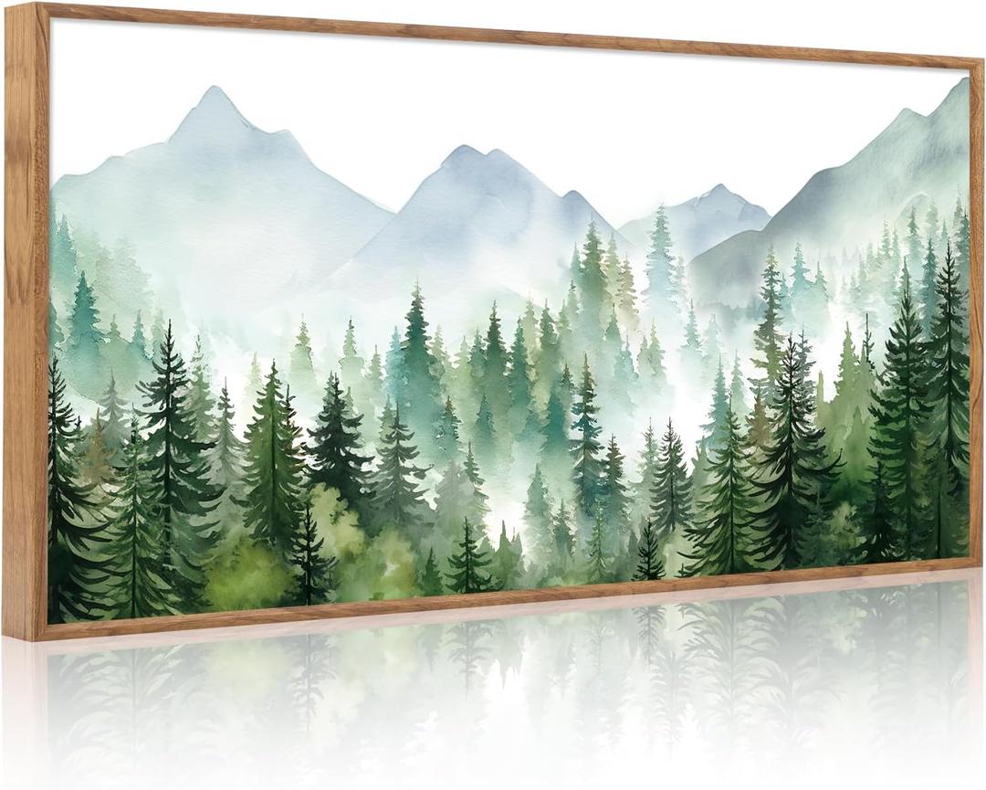 CHDITB Large Green Mountain Landscape Framed Canvas Wall Art 40x20 Inch