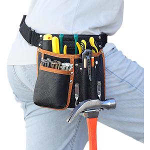 Tool Belt,Genuine Leather Tool Pouch,Detachable & Adjustable Single Side Tool Belt Pouch for Electrician,Carpenter,Construction,Work Apron,Utility Belt.