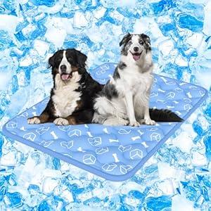 Rywell Dog Cooling Mat 2.0, Ocean Blue, 59" x 40" Thick & Durable Cooling Mat for Extra Large Dogs, Long-Lasting Cool with Waterproof & Color-Changing Arc-Chill Tech (Q-Max>0.5) Washable& Non-Toxic