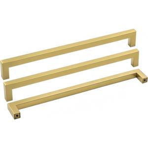 goldenwarm Modern Gold Cabinet Pulls Kitchen Cabinet Handles - LSJ12GD288 Brass Drawer Pulls Knobs 11-1/3 Inches Hole Centers Square Furniture Cupboard Door Handles 5 Pack