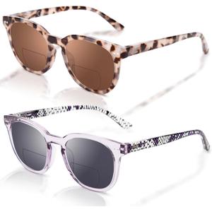 LianSan Bifocal Reading Sunglasses for Women Stylish UV Protection Sun Readers with Spring Hinge Top Clear Eyeglasses