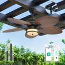 Orison 52'' Outdoor Ceiling Fan with Lights, Tropical Palm Leaf Fan, Wet Rated for Patio, Porch & Gazebo, Dimmable LED, 6-Speed, Remote & App Control, Plug-in/Flush Mount, Bronze