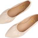 Women's Ballet Flat Slip On Flats - Classic Casual Dress Shoes, Foldable Portable Travel Ballet Walking Shoes, Beige, 7