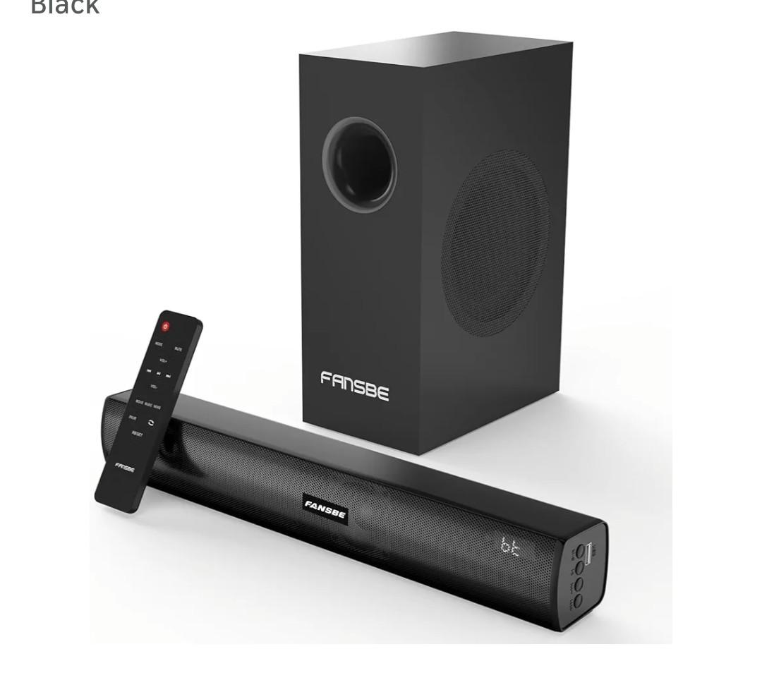 Home Theater Sound Bar Subwoofer, Sound Bar Bluetooth Surround Speakers, TV Speakers Sound Bars Bluetooth Hdmi(ARC) Optical Coaxial AUX USB 2.1ch Home Audio Sound System TV PC Wall Mount, Black