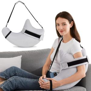 HARBOREST Shoulder Surgery Pillow with Straps & Pocket - Shoulder Pillow for Shoulder Pain, Rotator Cuff Pillow for Sitting, Relief Pillow (Light Grey)