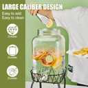 2 Gallon Beverage Dispenser with Stand and Lid, 18/8 Stainless Steel Spigot - Mason Jar Drink Dispensers with Lids, Glass Drink Dispensers for Parties