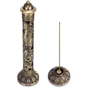 Incense Burner, Stick Incense Holder Brass Incense Holder Dragon Phoenix Relief Craft Stick Incense Burner for Ornaments Tea Room Decoration Indoor Outdoor Use