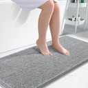OLANLY Bathroom Rugs 47x24, Extra Soft Absorbent Chenille Bath Rugs, Rubber Backing Quick Dry, Machine Washable Bath Mats for Bathroom Floor, Tub and Shower, Home Decor Accessories, Light Grey