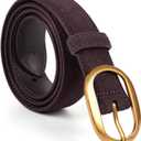 Valleycomfy Womens Leather Suede Waist Belt for Casual Dress Jeans Ladies with Gold Buckle (Fits Waist Size: 27"-31", Coffee)