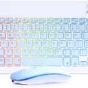 Bluetooth Keyboard and Mouse Combo for iPad - Rechargeable Wireless Keyboard & Mouse with 7-Color Backlit Compatible with iPad 9th/8th Gen, iPad Pro/Air/Mini, iPhone14/13/12 Pro,(10 inch Blue)