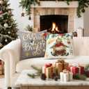 2 x Artscope Christmas Oh Holy Night Merry Bright Jesus Wreath Throw Pillow Covers 18x18 Inch Set of 4, Winter Hoilday Christmas Decoration Pillow Cases for Home Sofa Couch Decor-Grey